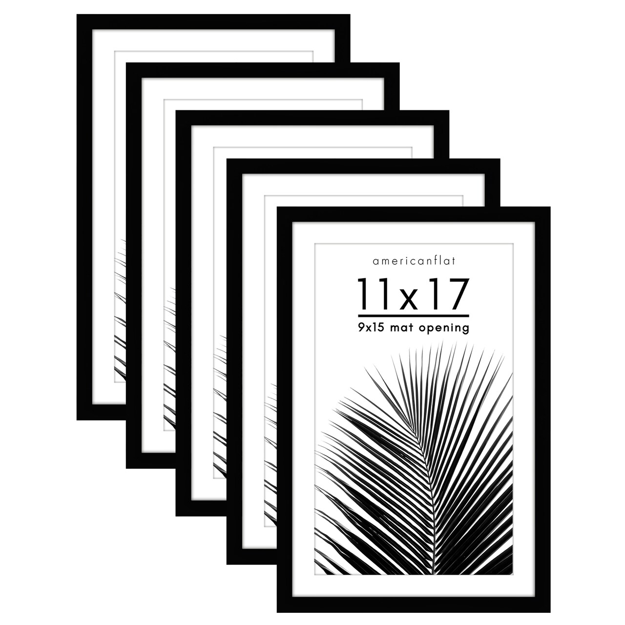 Americanflat Picture Frame Set with Mat - Set of 5 - Photo Frame Set of Five for Wall Display - Plexiglass Cover - Hanging Hardware